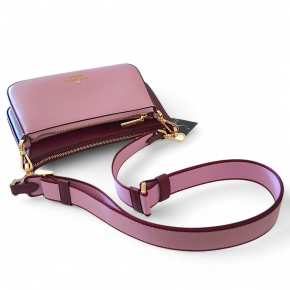 Kate Spade Duet Crossbody Duo Bag Colorblock Soft Blackberry & Pink - Picture 15 of 16